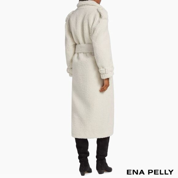 Ena Pelly **NWT** Harri Oversized Belted Teddy Coat in Bone White - Picture 8 of 14